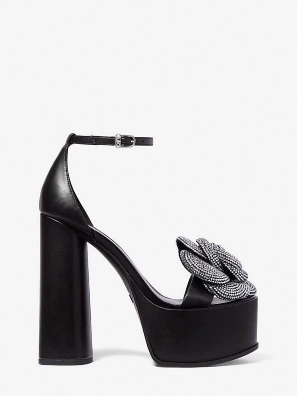 Michael Kors Elodie Black Crystal Rosette, Black Platform, US 8M (Retail $245)